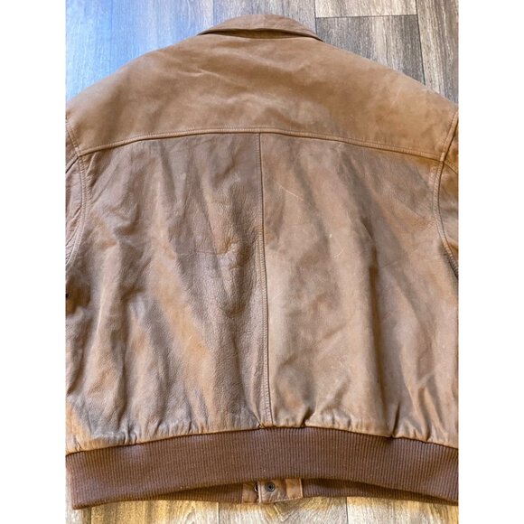 Vintage Global Identity G-lll Mens Leather Bomber Jacket Brown Size XL - Picture 6 of 10